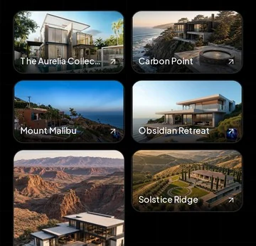 The same portfolio on a phone: project grid